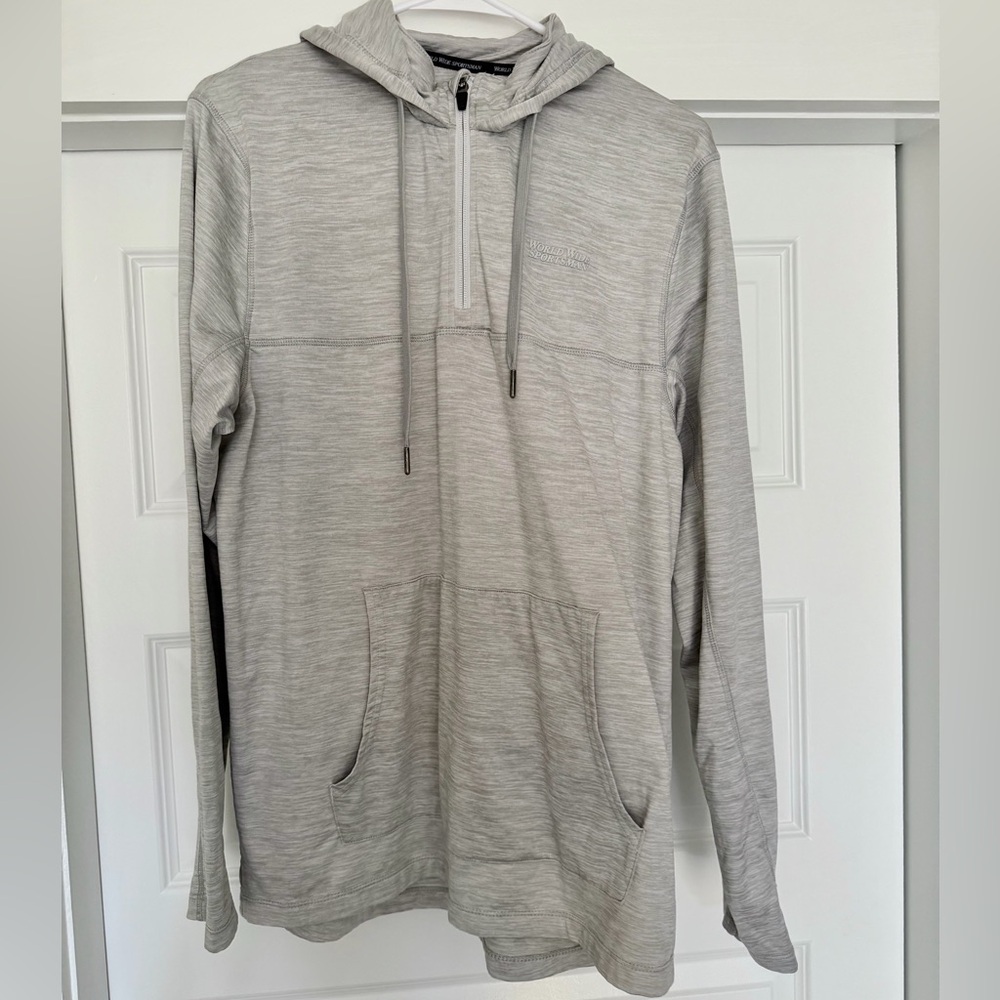 Worldwide Sportsman Men’s Gray Hooded Quarter Zip Size Medium